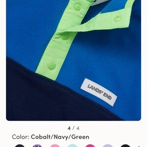 Land's End Boys Size Small 6/7 Snap Polar Fleece Pullover Blue/Yellow